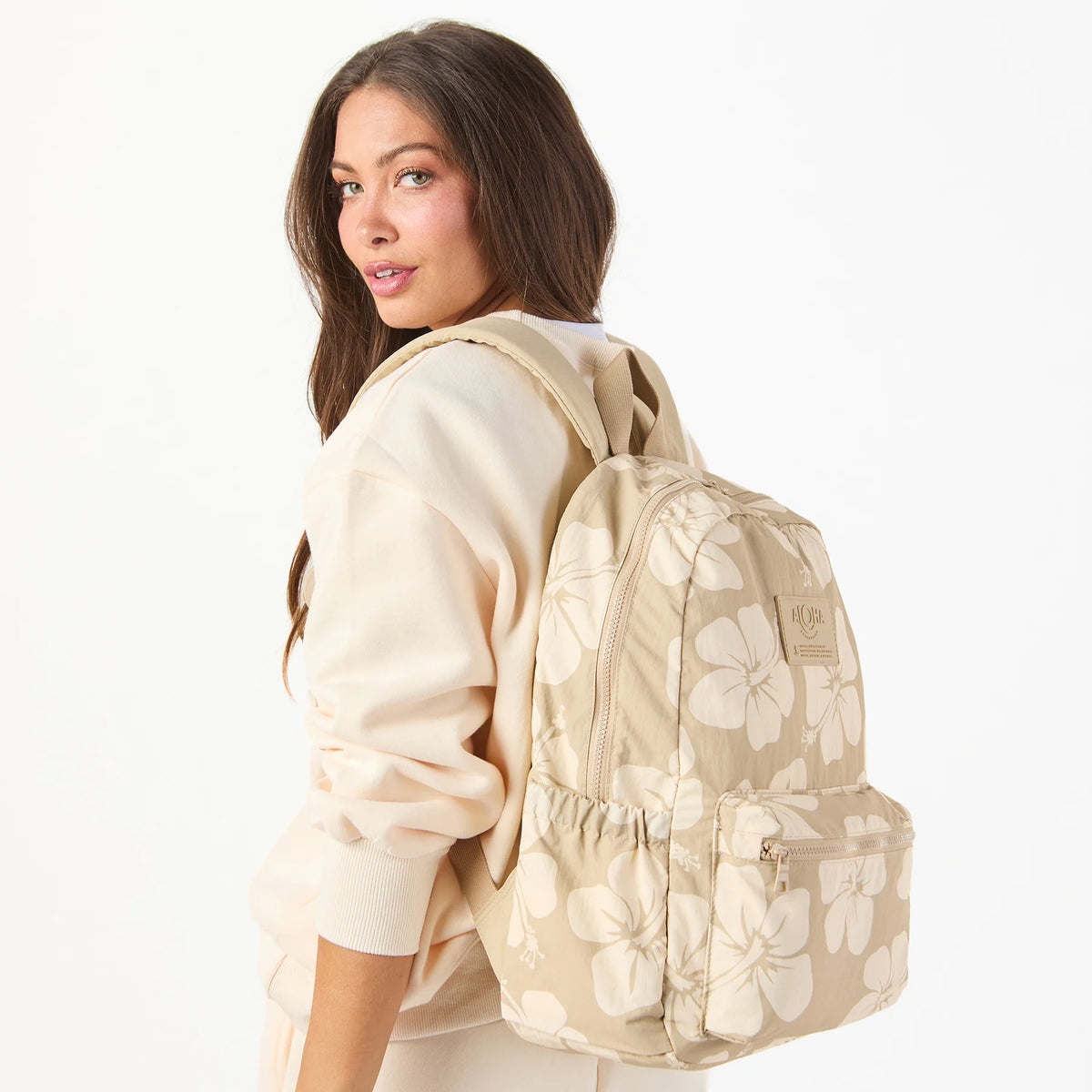 Aloha collection• HANA HOU Mini Backpack in Crème on Dune ALOHA COLLECTION LE BEBE / HANA HOU / CREME/DUNE – Work It Out main image 3