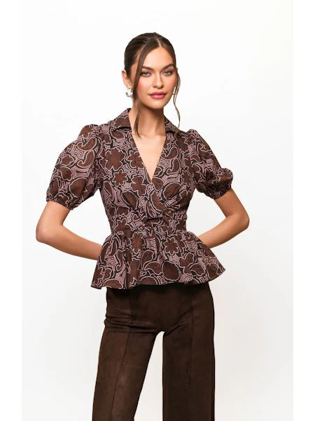 Hutch Fowler Top - Black/Copper Rodeo Stippled Floral