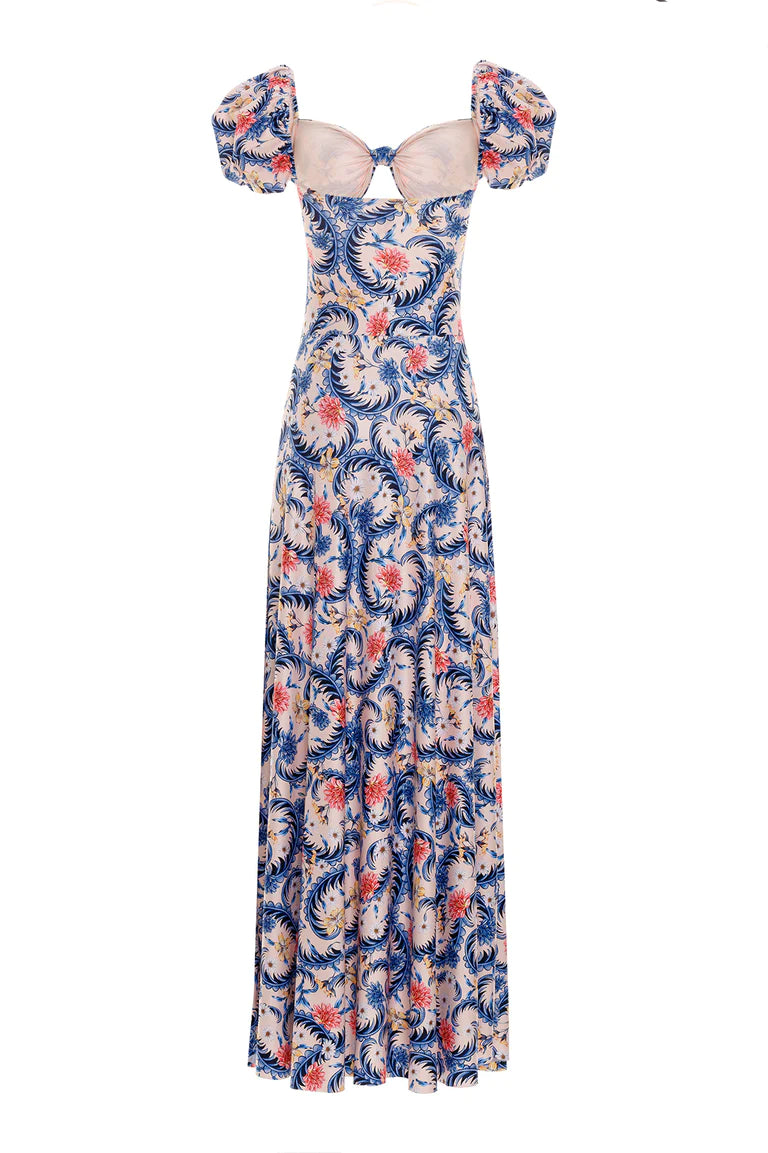 Reformation Lacey Floral-print Crepe Midi Dress in Blue